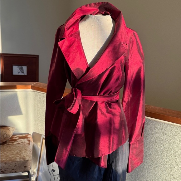 Ann Taylor Tops - Ann Taylor pure silk Burgundy red wrap top size 4